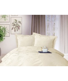 Pościel satyna żakardowa Beluga Ecru 160x200 + 2x70x80 Luxury Premium
