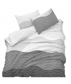 Pościel bawełniana 200x220 + 2x70x80 Wave Grey Exclusive