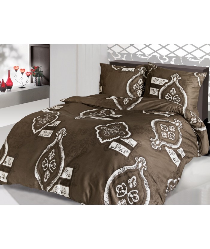 Pościel satyna bawełniana 200x220 + 2x70x80 Noble Brown Exclusive