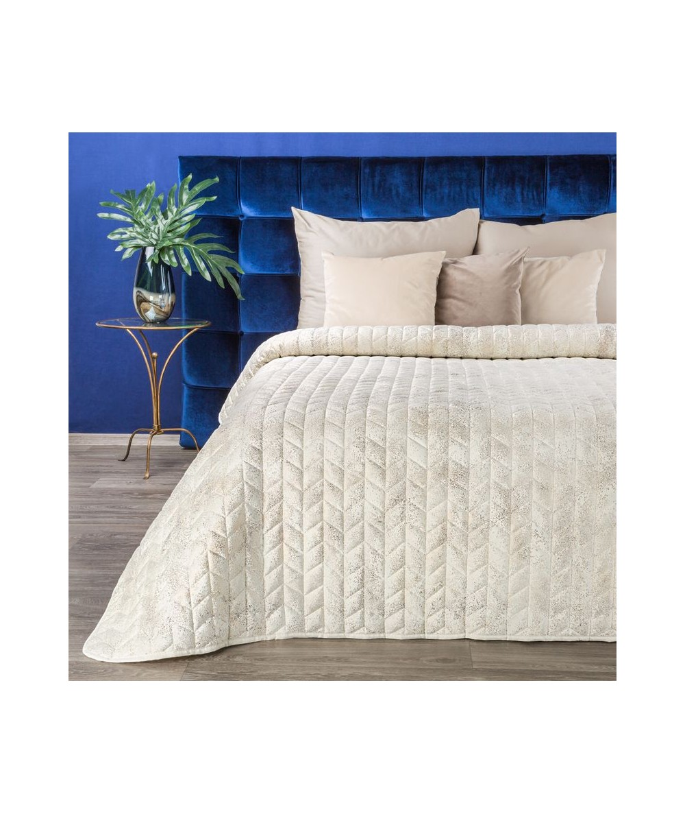 Narzuta velvet Agata 220x240 kremowa/złota
