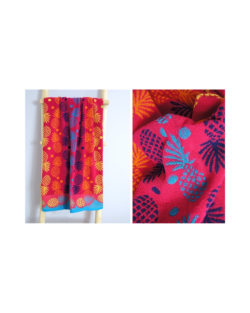 Ręcznik plażowy Ananas bawełna 70x140 różowy