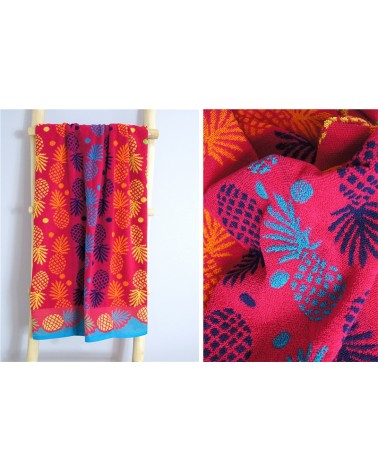 Ręcznik plażowy Ananas bawełna 70x140 różowy