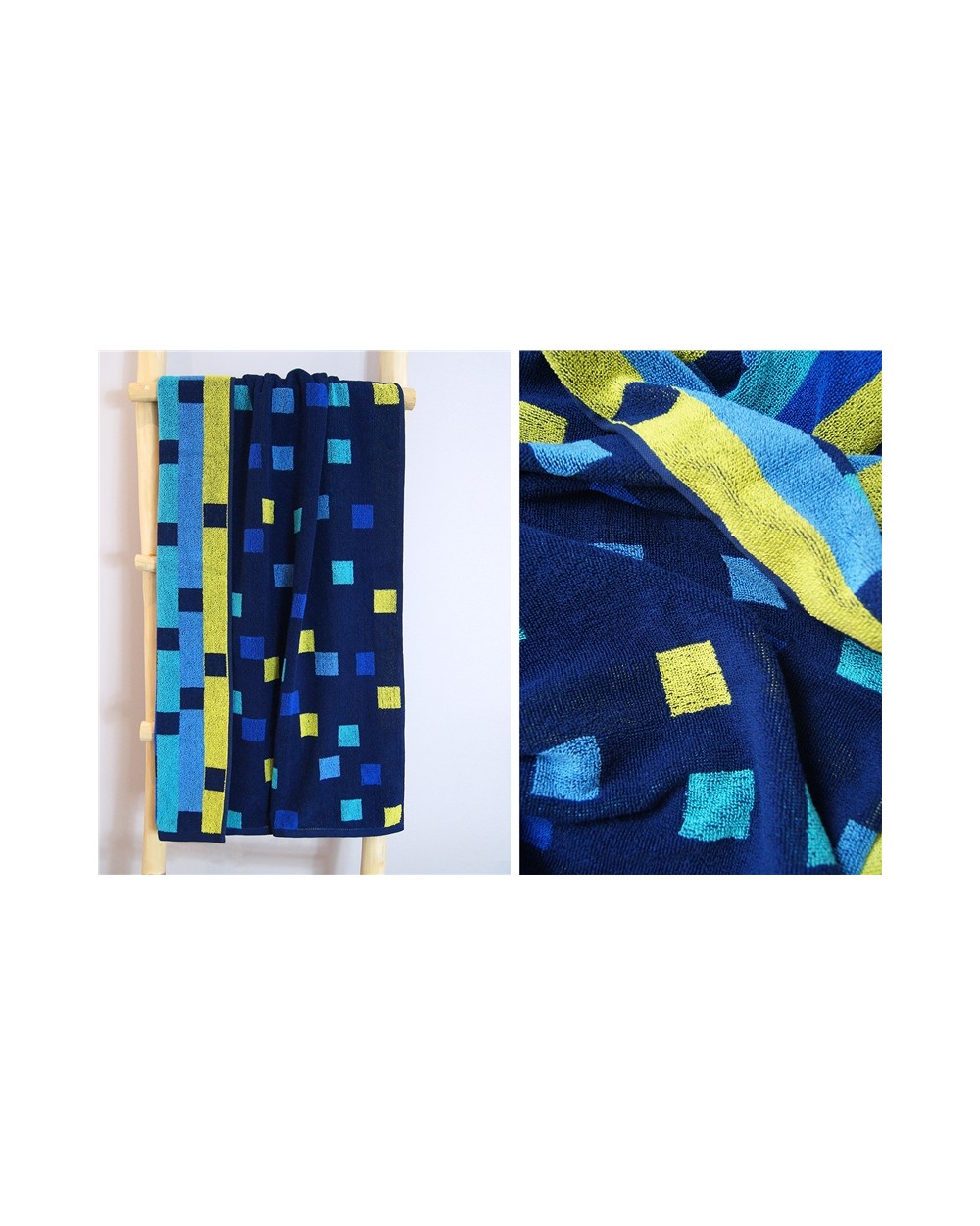 Ręcznik plażowy Geo bawełna 70x140 niebieski
