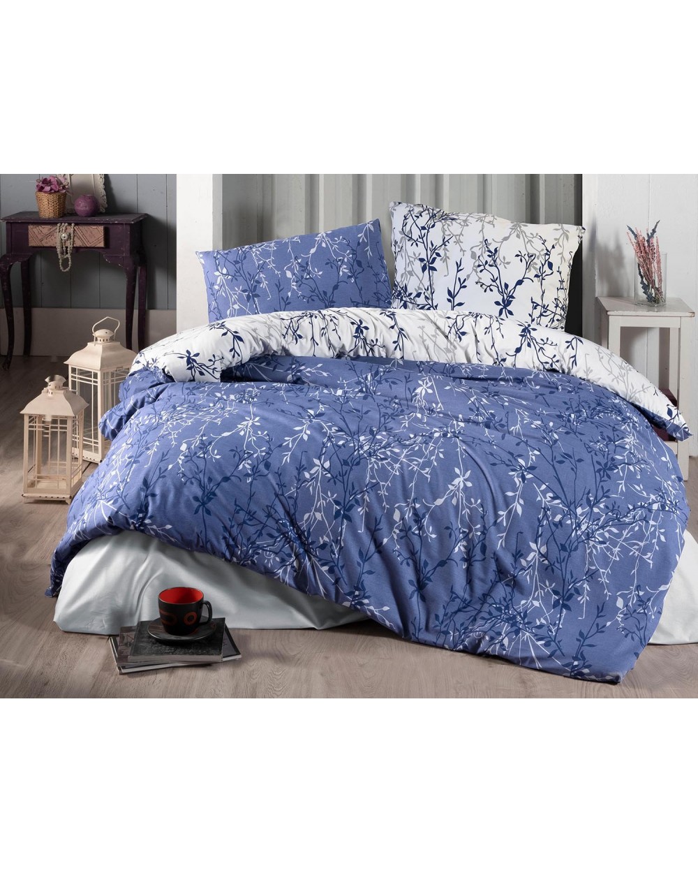 Pościel bawełniana 160x200 + 2x70x80 Zena Navy Blue Exclusive