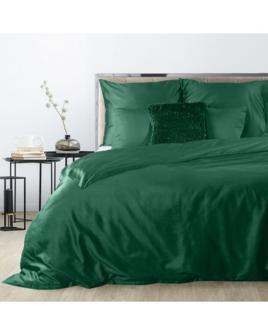 Pościel satyna bawełniana 160x200 + 2x70x80 Nova3 ciemnozielona