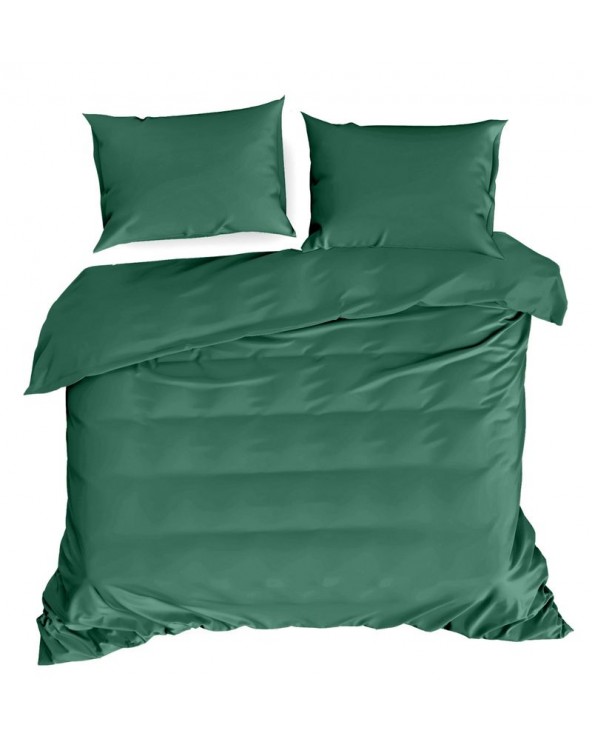 Pościel satyna bawełniana 160x200 + 2x70x80 Nova3 ciemnozielona