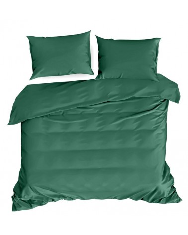 Pościel satyna bawełniana 160x200 + 2x70x80 Nova3 ciemnozielona