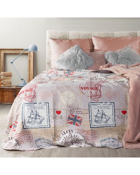 Narzuta z nadrukiem 170x210 Londyn grafitowa