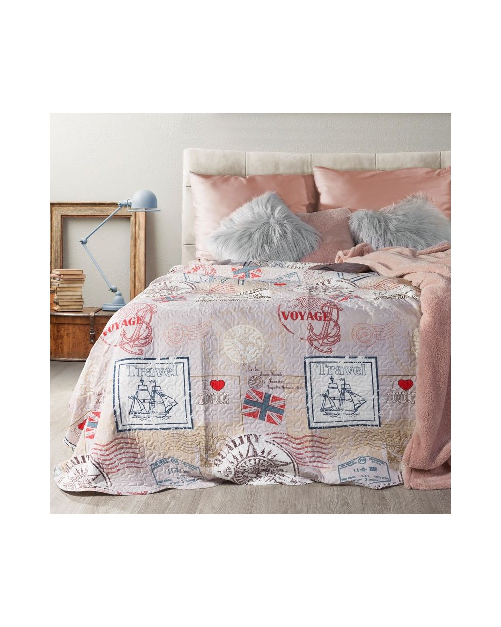 Narzuta z nadrukiem 170x210 Londyn grafitowa