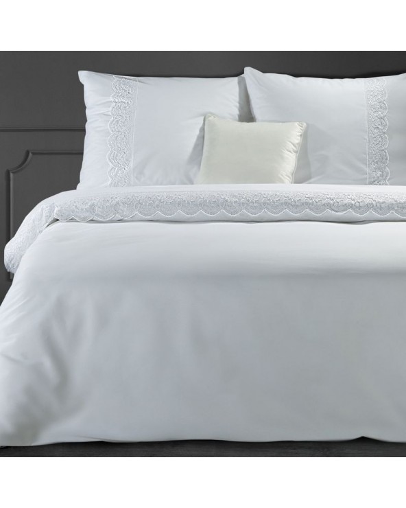 Pościel bawełna 200x220+2x70x80 z koronką Lana 1 biała