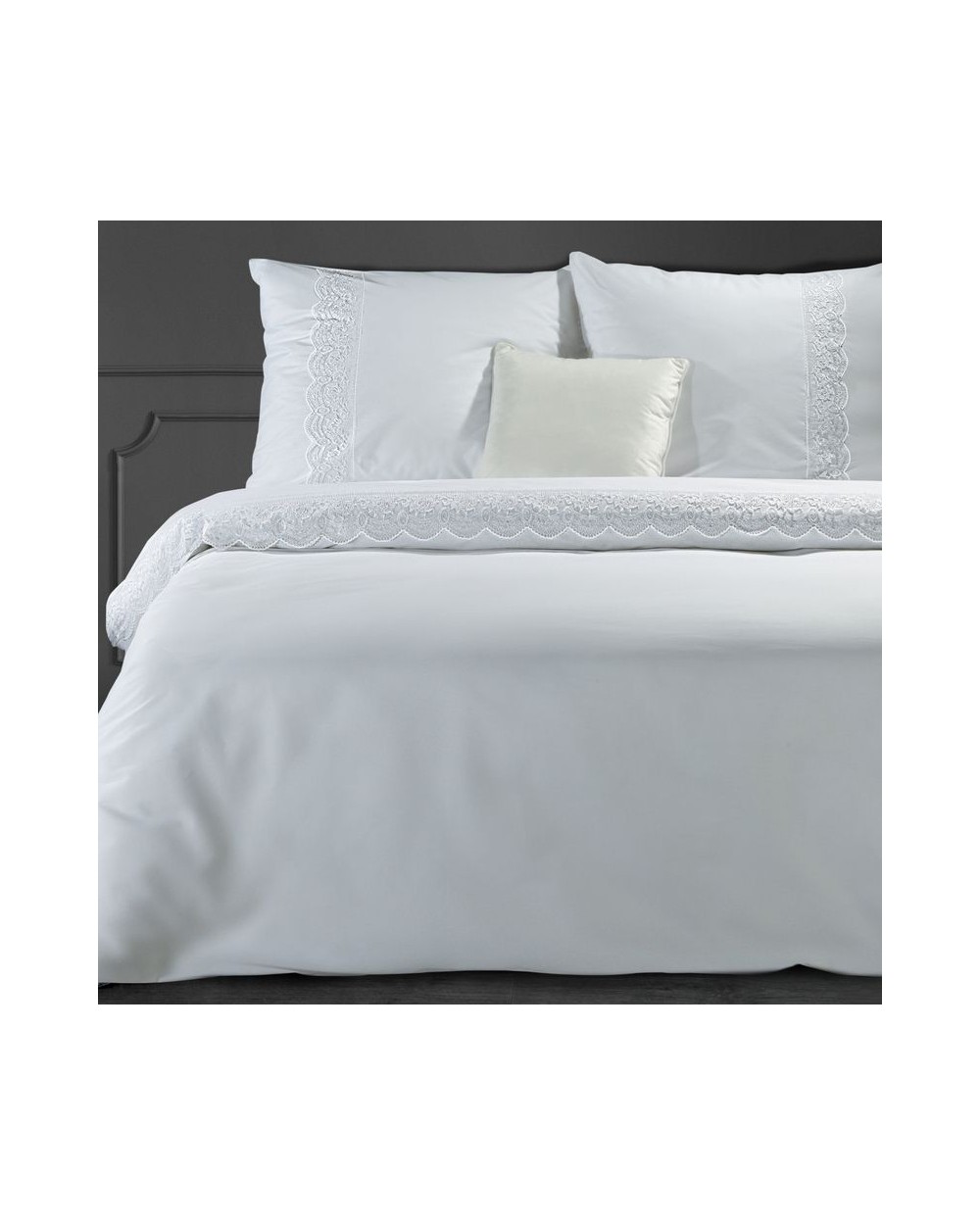 Pościel bawełna 200x220+2x70x80 z koronką Lana 1 biała