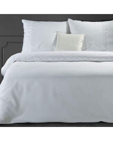 Pościel bawełna 200x220+2x70x80 z koronką Lana 1 biała
