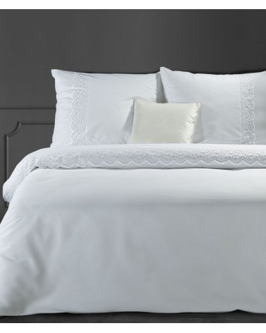 Pościel bawełna 200x220+2x70x80 z koronką Lana 1 biała