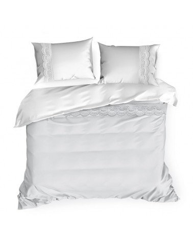 Pościel bawełna 200x220+2x70x80 z koronką Lana 1 biała