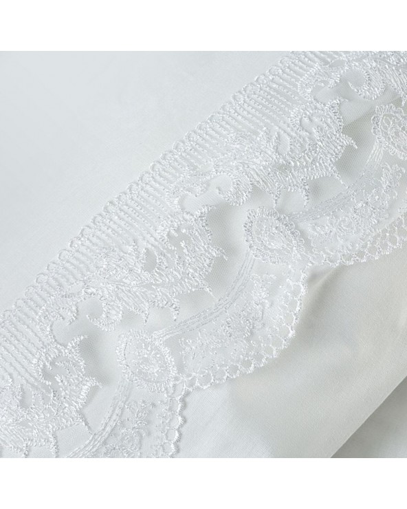 Pościel bawełna 200x220+2x70x80 z koronką Lana 1 biała