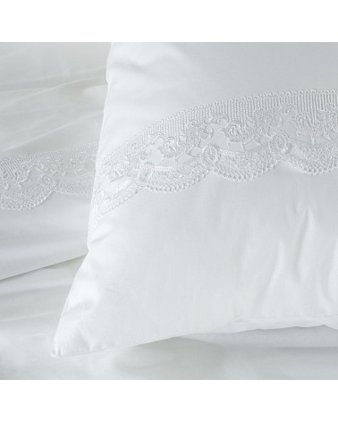 Pościel bawełna 200x220+2x70x80 z koronką Lana 1 biała
