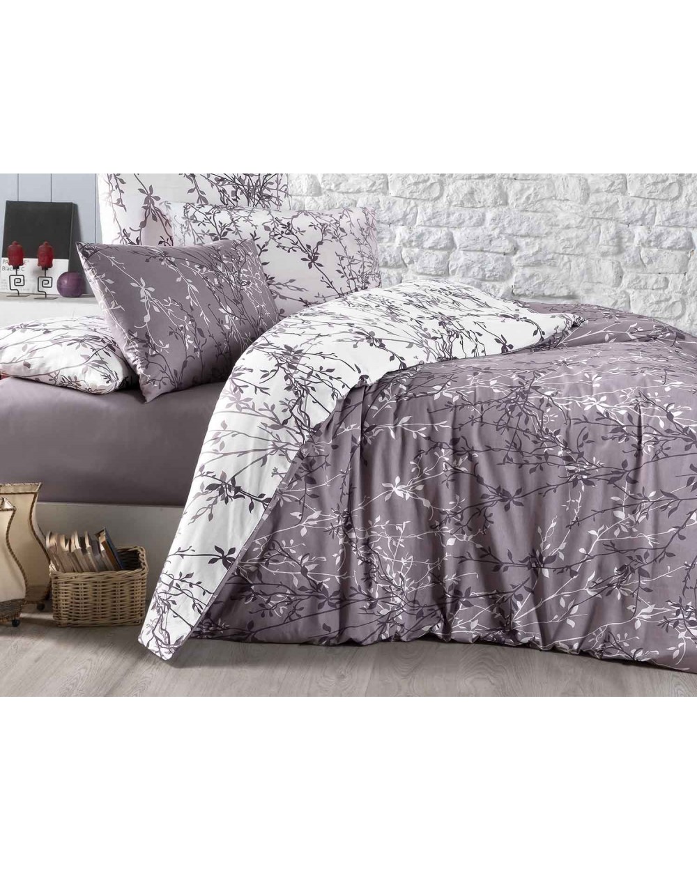 Pościel bawełniana 160x200 + 2x70x80 Zena Lila Exclusive