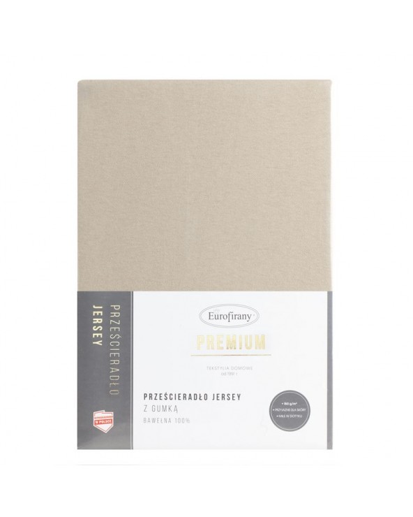 Prześcieradło wysokie bawełna jersey plus 120x200x25 z gumką beżowe