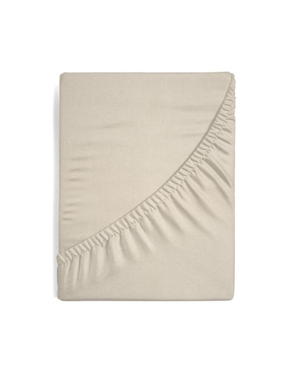 Prześcieradło wysokie bawełna jersey plus 120x200x25 z gumką beżowe