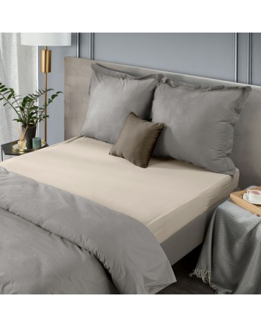 Prześcieradło wysokie bawełna jersey plus 120x200x25 z gumką beżowe