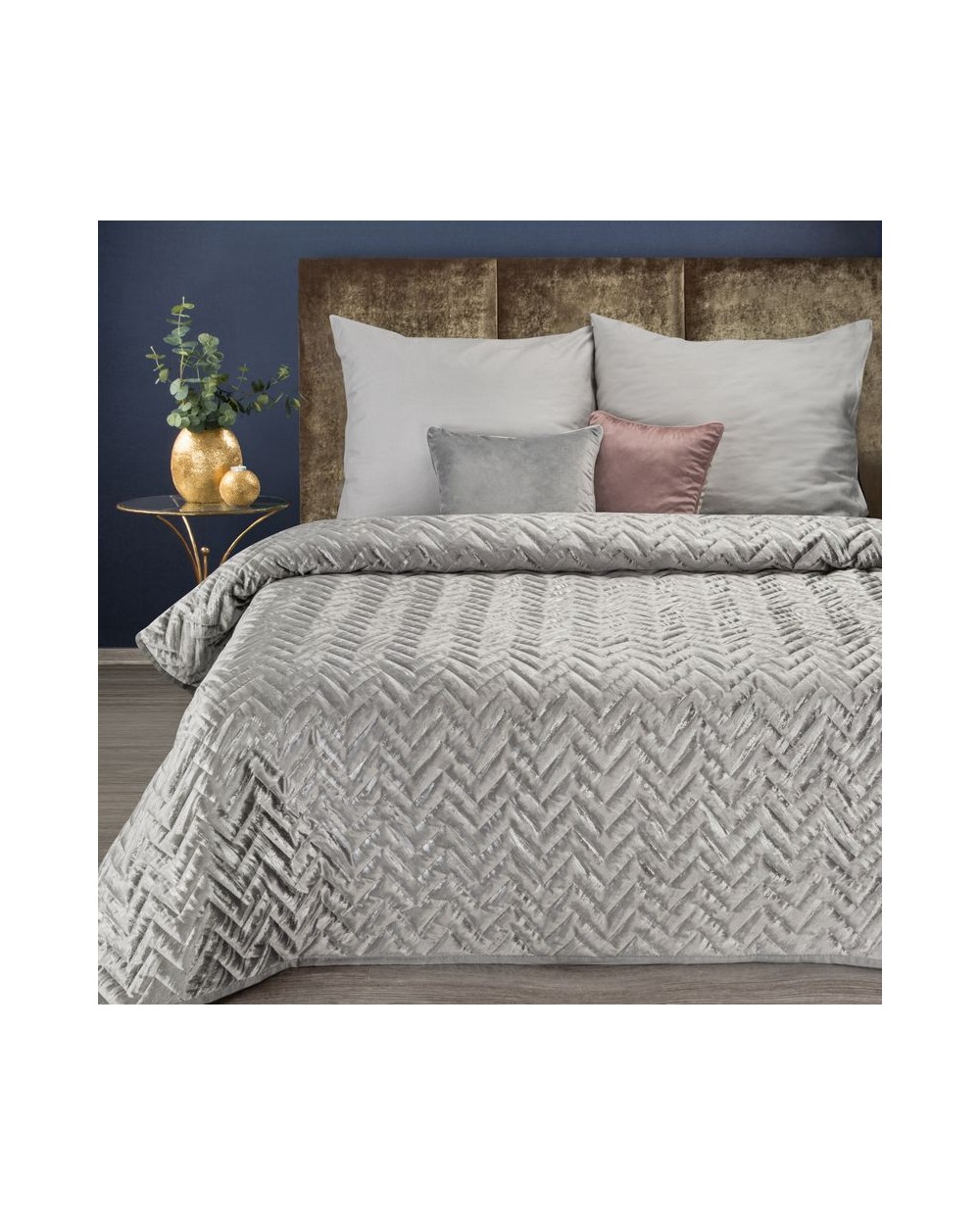 Narzuta velvet 170x210 Agata 1 srebrna