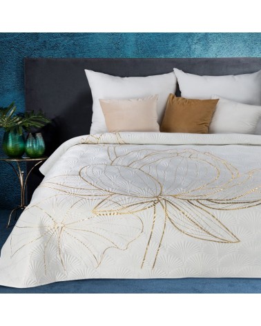 Narzuta velvet 170x210 Lotos 3 biała/złota