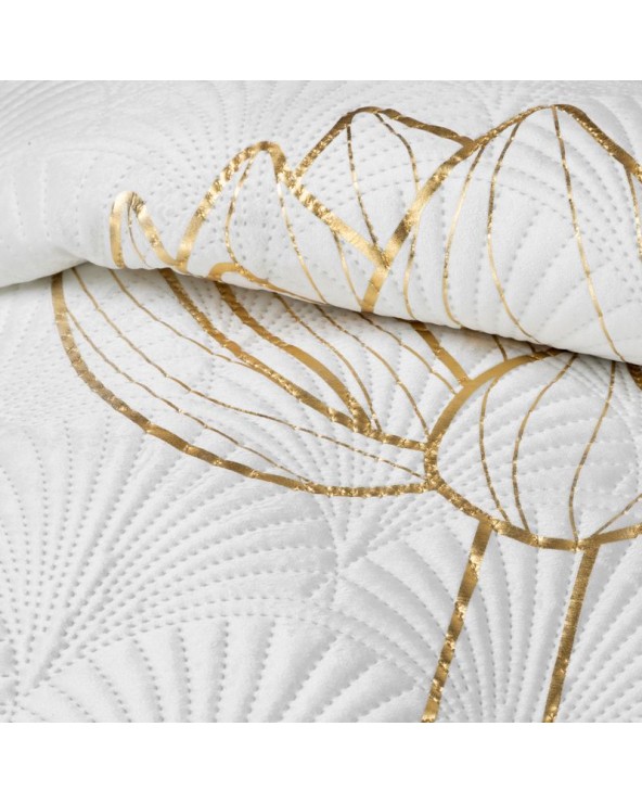 Narzuta velvet 170x210 Lotos 3 biała/złota