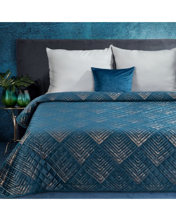 Narzuta velvet 220x240 Victoria 1 granatowa/złota