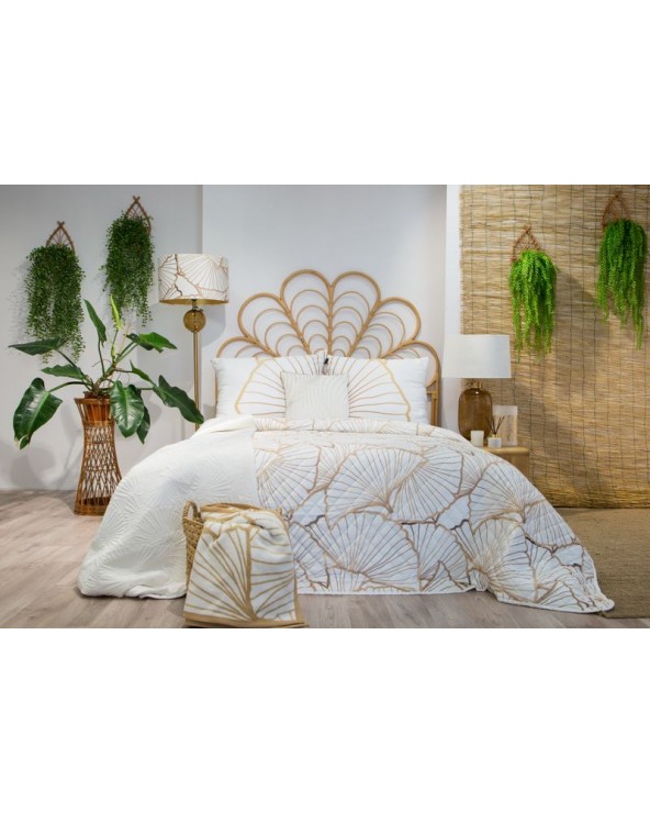 Narzuta velvet 220x240 Luna 3 biała/złota