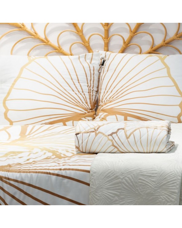 Narzuta velvet 220x240 Luna 3 biała/złota