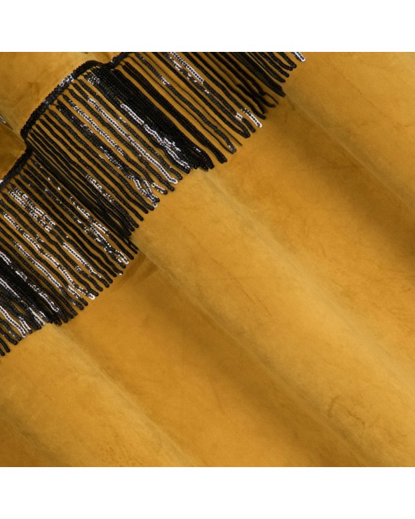 Zasłona welwetowa 140x250 Jasper miodowa/czarna z przelotkami