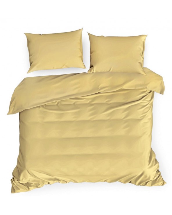 Pościel satyna bawełniana 140x200 + 1x70x80 Nova 3 musztardowa