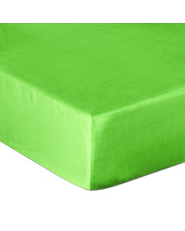 Prześcieradło satyna bawełniana 200x220x25 z gumką limonkowe
