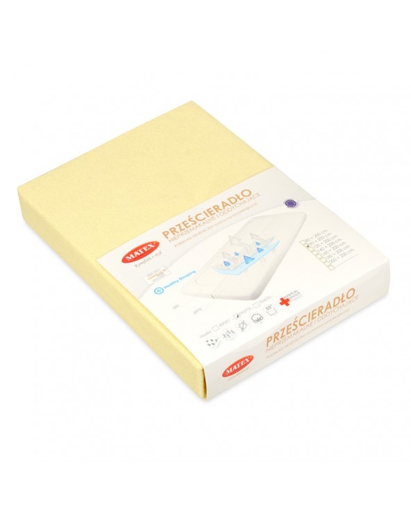 Prześcieradło nieprzemakalne frotte 160x200x20 z gumką kremowe MATEX