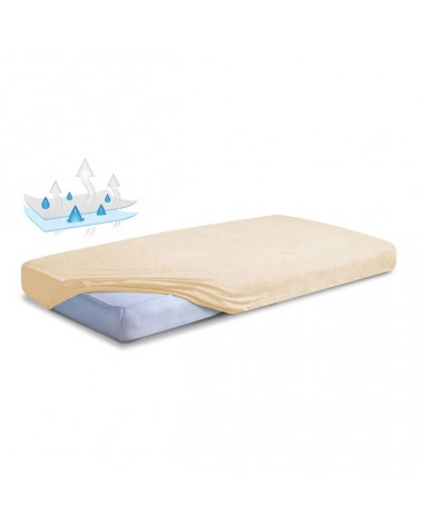 Prześcieradło nieprzemakalne frotte 160x200x20 z gumką kremowe MATEX