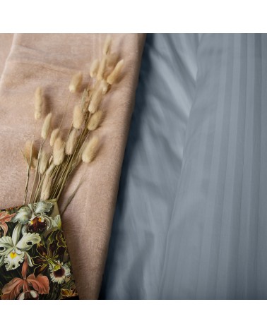 Pościel satyna bawełniana 140x200 + 1x70x80 CIZGILI blue