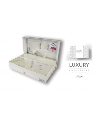 Pościel satyna żakardowa 160x200 + 2x70x80 Monte Ecru Luxury Premium