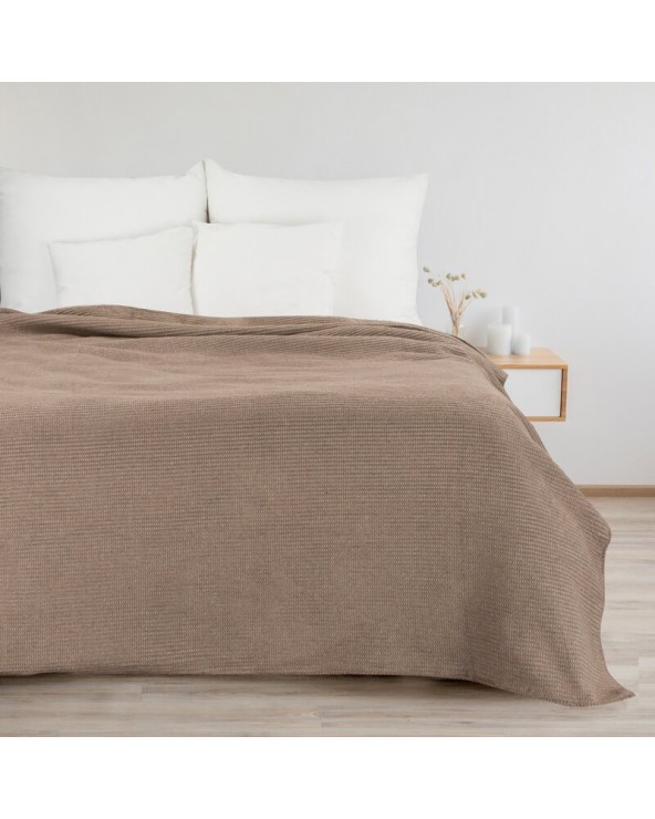 Koc bawełna 180x220 Amber ciemnobeżowy