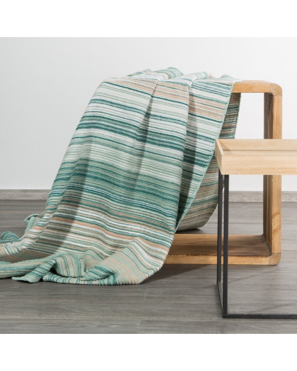 Koc bawełna 150x200 Amber 1 miętowy/beżowy