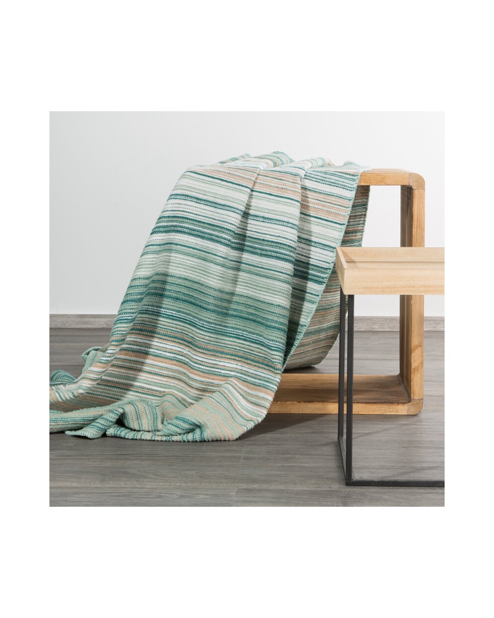 Koc bawełna 150x200 Amber 1 miętowy/beżowy