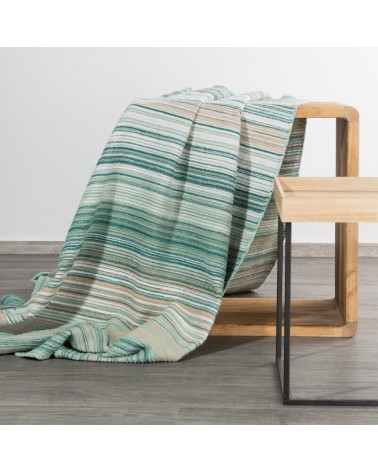 Koc bawełna 150x200 Amber 1 miętowy/beżowy