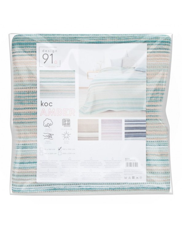 Koc bawełna 150x200 Amber 1 miętowy/beżowy