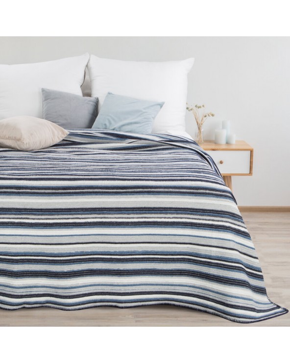 Koc bawełna 200x220 Amber 1 granatowy/srebrny