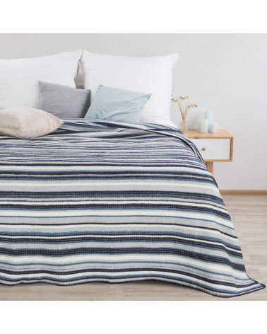 Koc bawełna 200x220 Amber 1 granatowy/srebrny