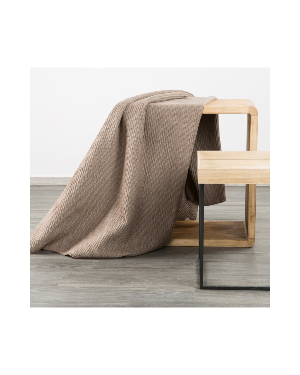 Koc bawełna 150x200 Amber ciemnobeżowy