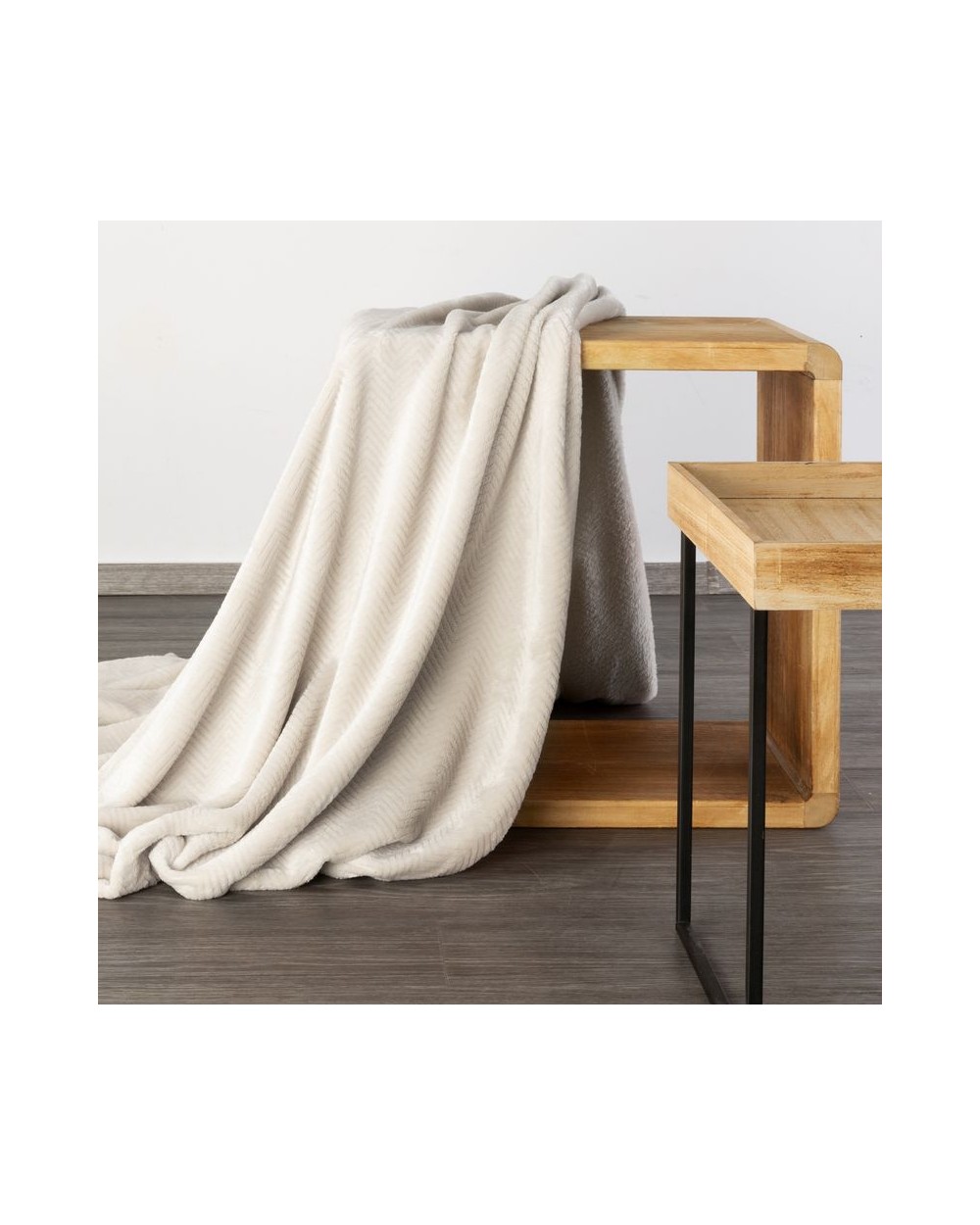 Koc pluszowy 200x220 Cindy 5 kremowy