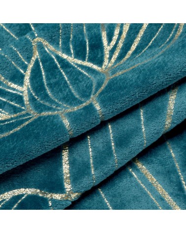 Koc pluszowy 150x200 Lotos 7 turkusowy/złoty