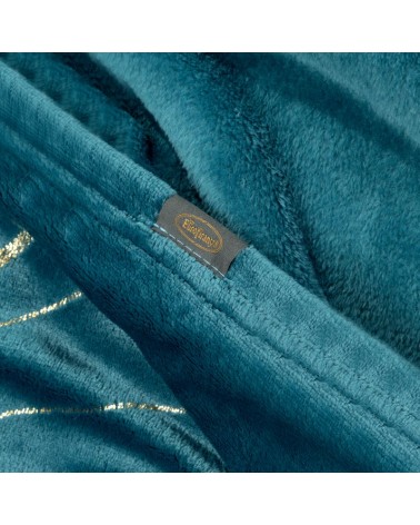 Koc pluszowy 150x200 Lotos 7 turkusowy/złoty