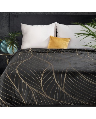 Koc pluszowy 150x200 Lotos 3 czarny/złoty