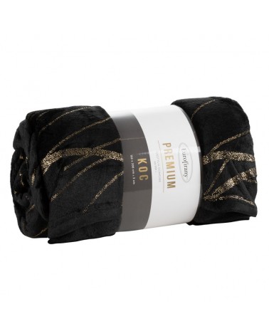 Koc pluszowy 150x200 Lotos 3 czarny/złoty